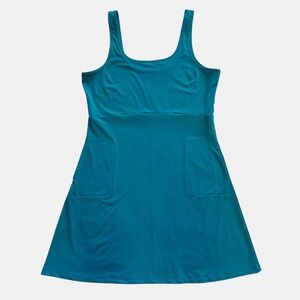 UPF 50 tank dress Light & Bare Active Pockets Women's Sz. L Teal Blue Athleisure